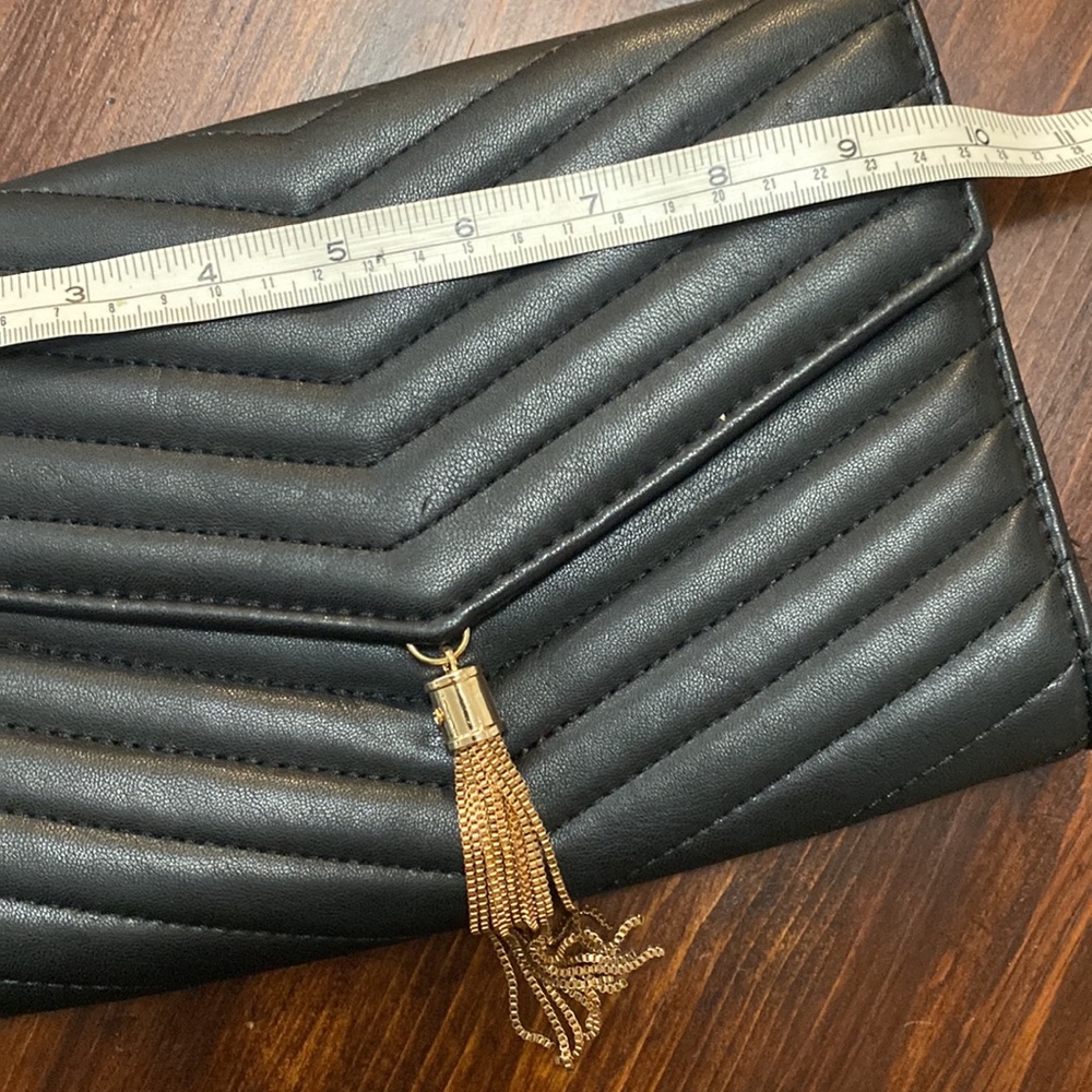 Lulus faux leather black clutch with tassel - Picture 9 of 10